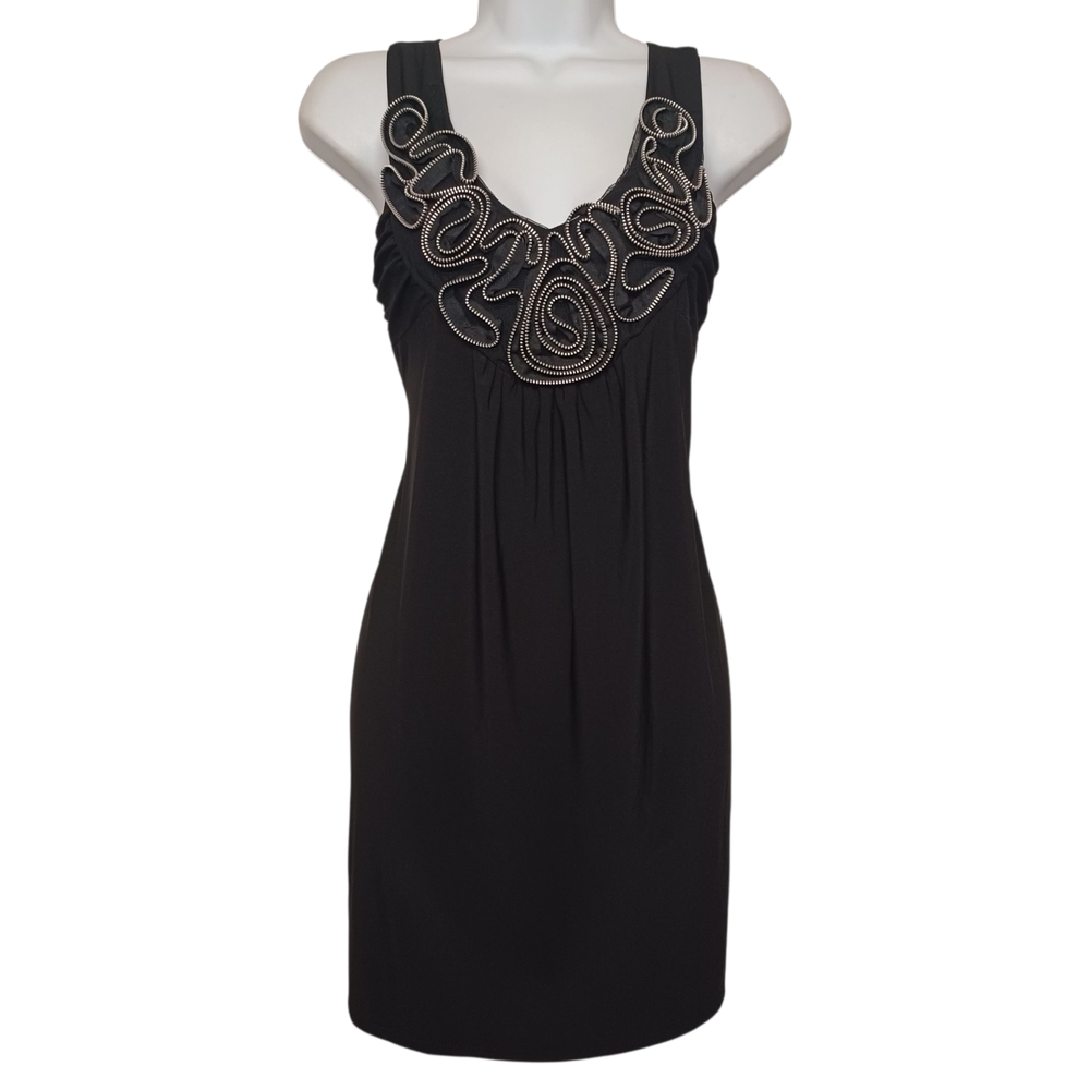 AMERICAN CITY WEAR Dress Zipper Neckline Sleeveless Mini Shift Black Large